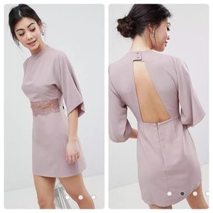 NWT Asos mauve lace waist cutout dress